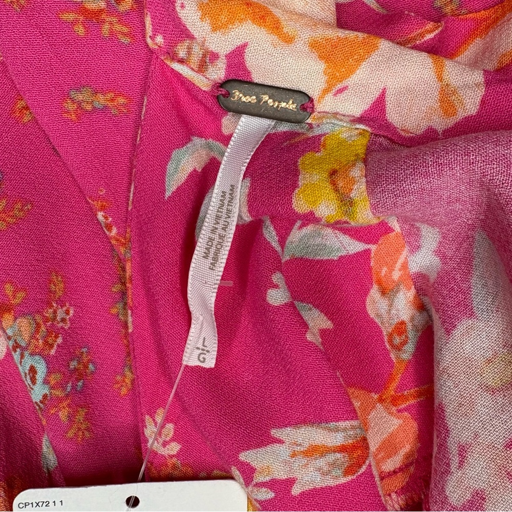 Free People Tate Floral Print Tunic Dress in Lollipop Combo size Large NWT - Picture 15 of 16